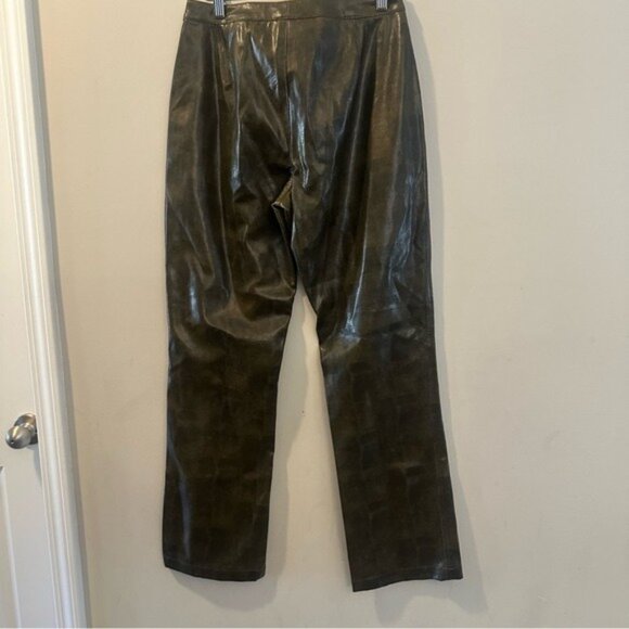 Womyn Shimmering Brown Gold Textured Snake Embossed Pants Size 6 - Picture 3 of 11